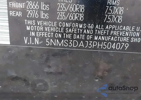 2023 Hyundai Santa Fe Sel from USA, damaged, VIN 5NMS3DAJ3PH504079